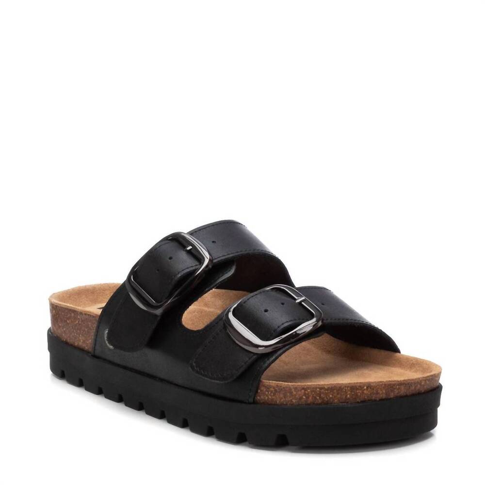NEW REFRESH women's leather sandals in black